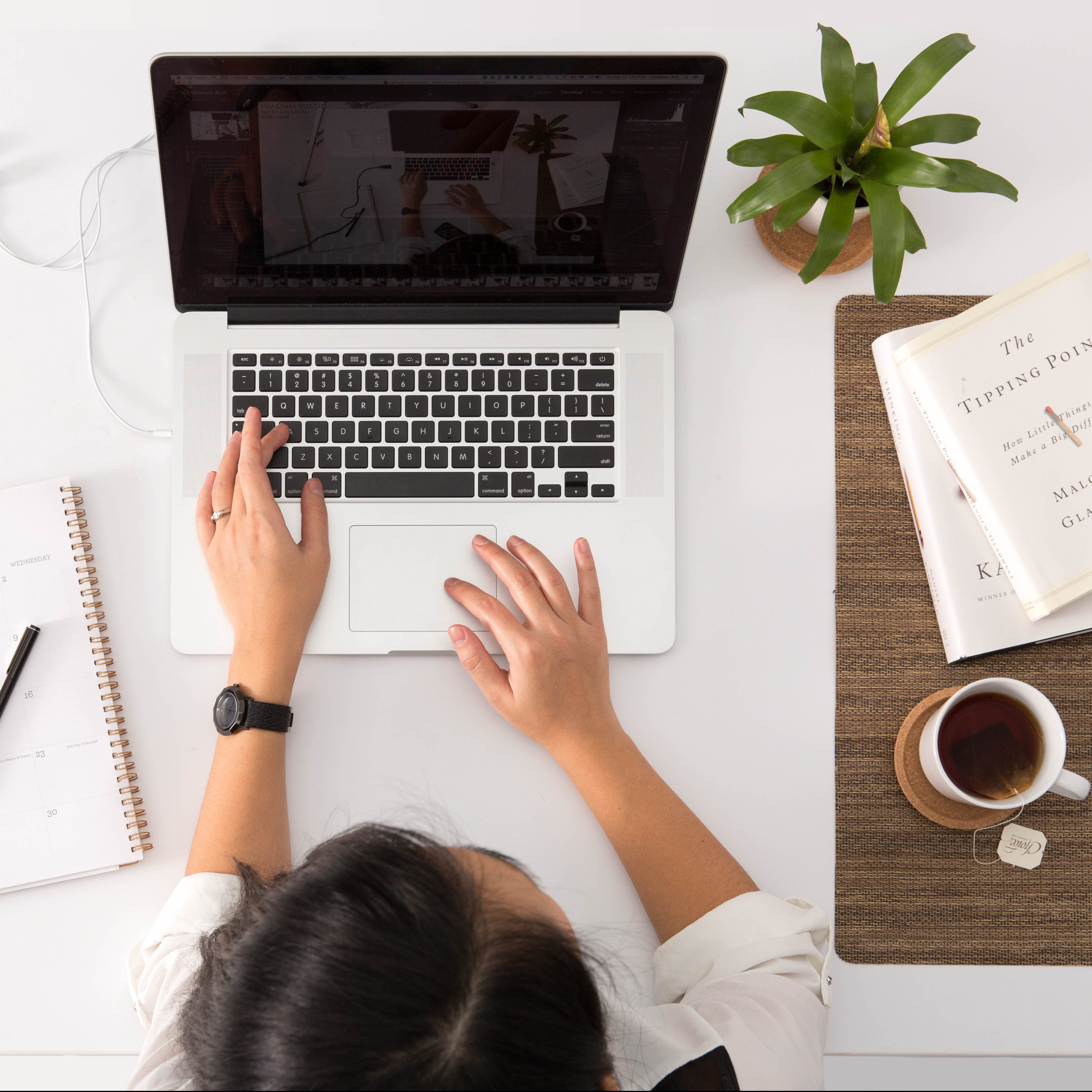 Woman in front of laptop