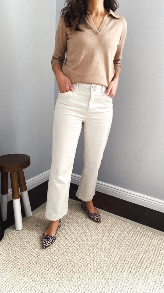polo neck shirt and mom jeans work from home outfit