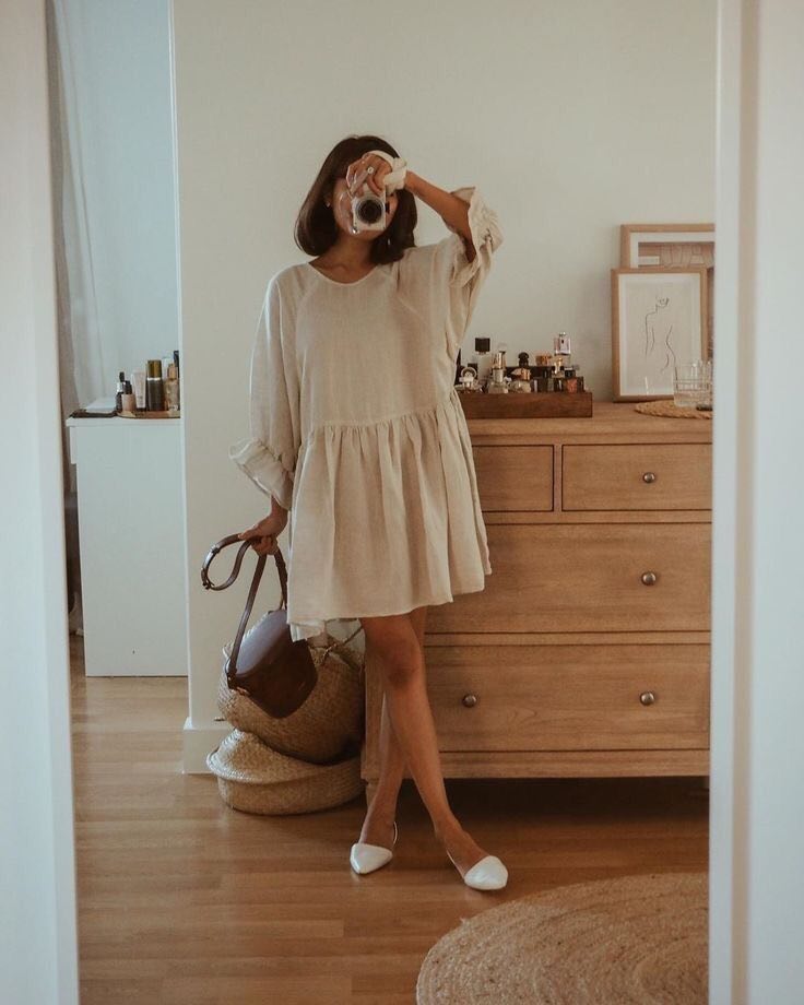 work from home outfit with a flowy frock dress