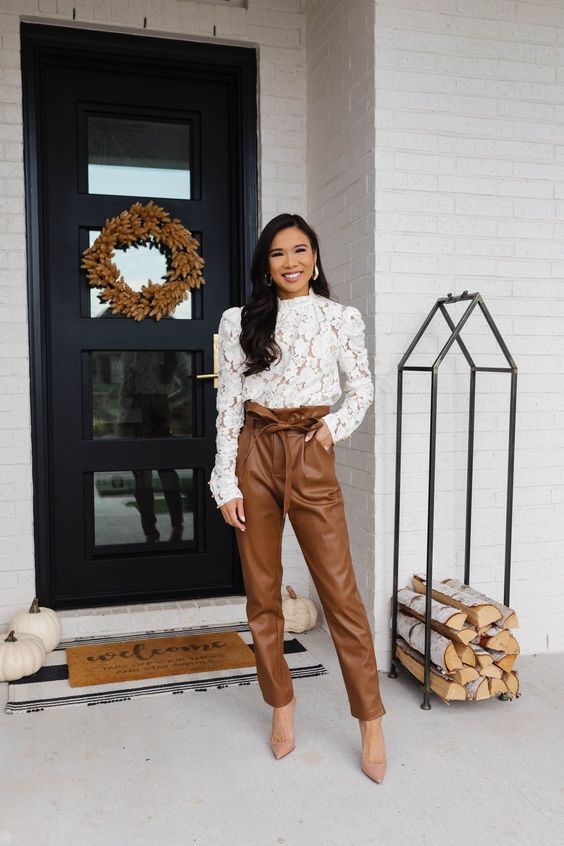 These Are The Most Elegant Leather Pants Outfit Ideas