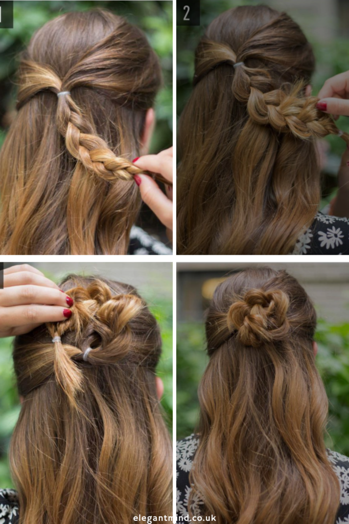 Flower braid half up half down hairstyle